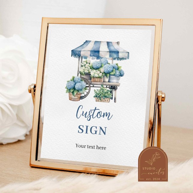 Blue Hydrangea Flower's Shop Custom Party SIgn (Creator Uploaded)