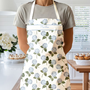 Blue Hydrangea Flowers Watercolor Apron