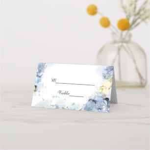 Blue Hydrangea Flowers Watercolor Wedding   Place Card