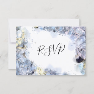 Blue Hydrangea Flowers Watercolor Wedding RSVP