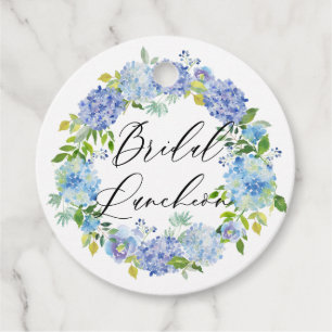 Blue Hydrangea Flowers Wreath Bridal Luncheon Favour Tags