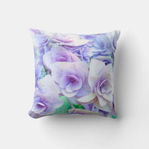Blue hydrangea flowerss cushion