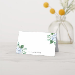 Blue Hydrangea Folded Place Card Escort Card