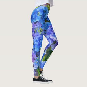 Blue Hydrangea Garden Art Leggings