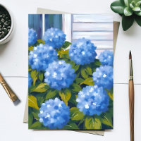Blue Hydrangea Garden Floral Botanical Watercolor