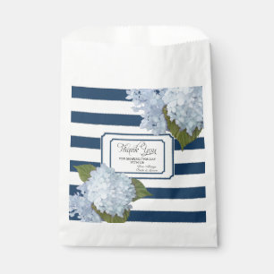 Blue Hydrangea Garden Floral Navy White Thank You Favour Bag