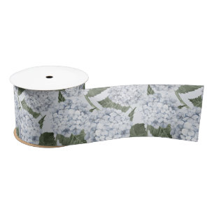 Blue Hydrangea Garden Floral Satin Ribbon