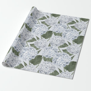 Blue Hydrangea Garden Floral Wrapping Paper