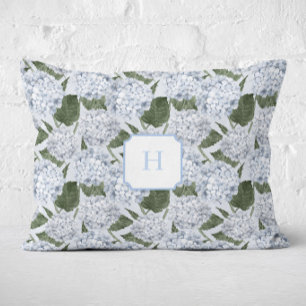 Blue Hydrangea Garden Monogram   Decorative Cushion