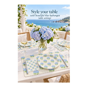 Blue Hydrangea Garden Party Paper Napkins