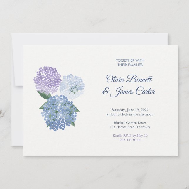 Blue Hydrangea Garden Wedding Invitation (Front)