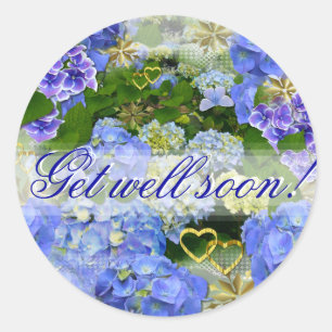 BLUE HYDRANGEA ~  "Get Well" ~ Stickers