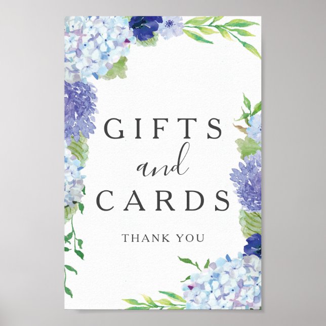 Blue Hydrangea Gifts and Cards Sign (Front)