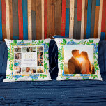 Blue Hydrangea Gold 1st Anniversary Photo Collage Cushion<br><div class="desc">The Blue Hydrangea Gold 1st Anniversary Photo Collage Pillow features beautiful watercolor with blue hydrangeas, greenery, and digital gold effect. It makes a beautiful wedding anniversary gift idea for a spring, summer anniversary party or other celebration. Beautiful custom anniversary pillow for a romantic anniversary gift idea! You can personalise the...</div>