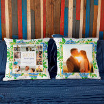 Blue Hydrangea Gold 50th Anniversary Photo Collage Cushion<br><div class="desc">The Floral Blue Hydrangea Gold 50th Wedding Anniversary Photo Collage Pillow features beautiful watercolor with blue hydrangeas, greenery, and digital gold effect. It makes a beautiful wedding anniversary gift idea for a spring, summer anniversary party or other celebration. Beautiful custom anniversary pillow for a romantic anniversary gift idea! You can...</div>