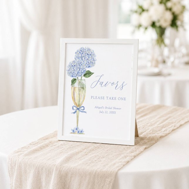 Blue Hydrangea, Gold Glass Favour Table Poster (Creator Uploaded)