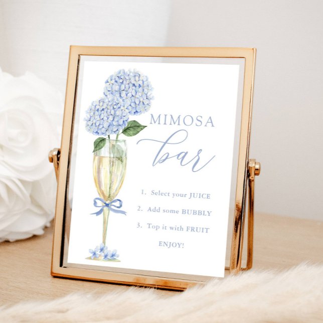 Blue Hydrangea, Gold Mimosa Bar Shower Poster (Creator Uploaded)