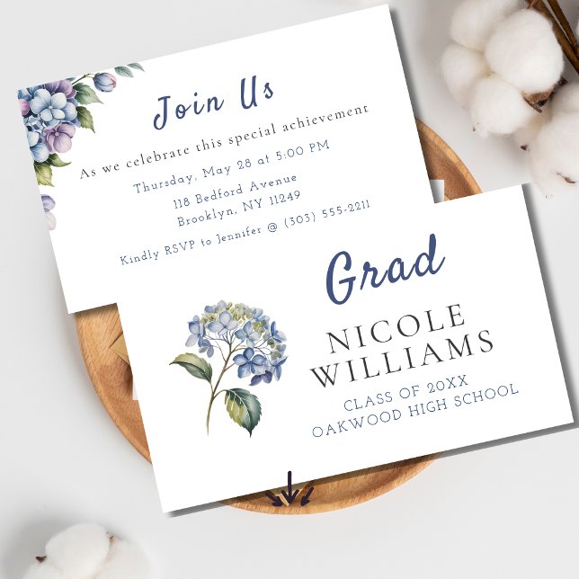 Blue Hydrangea Grad Party Enclosure Card (Creator Uploaded)