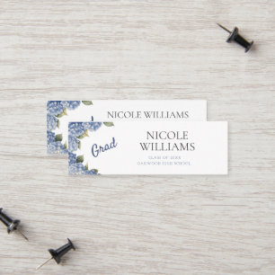 Blue Hydrangea Grad Personal Name Card