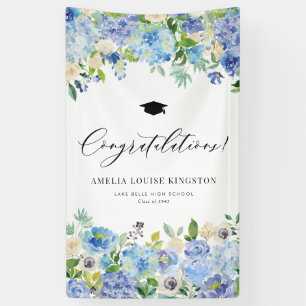 Blue Hydrangea Graduation Congratulations Banner