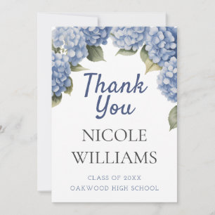 Blue Hydrangea Graduation Thank You Card