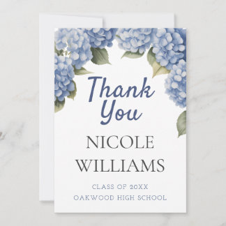Blue Hydrangea Graduation Thank You Card