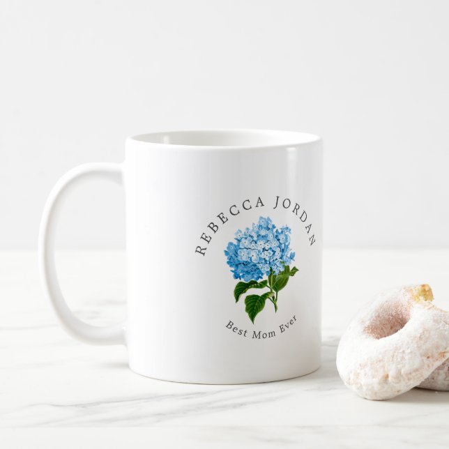 Blue Hydrangea Grand-millennial Best Mum Ever Coffee Mug (With Donut)