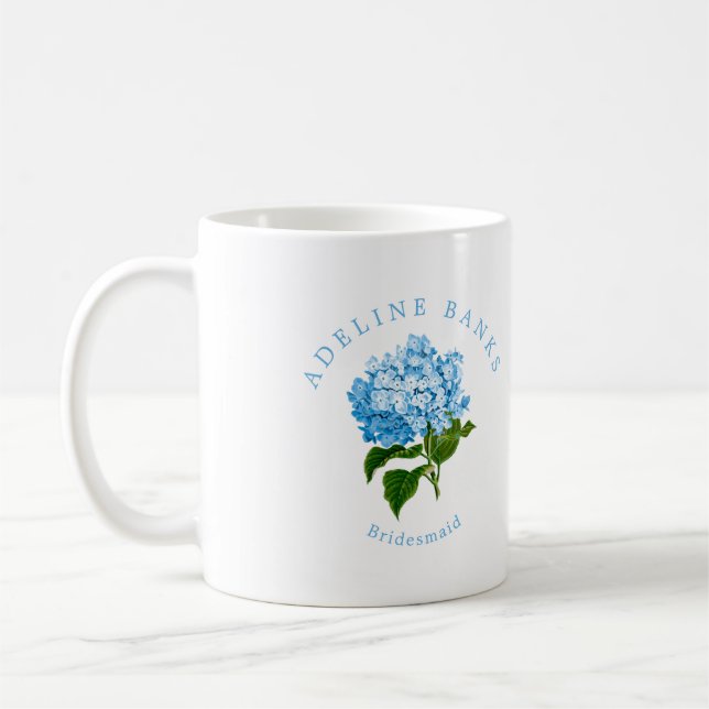 Blue Hydrangea Grand-millennial Bridesmaid Coffee Mug (Left)