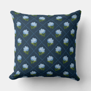 Blue Hydrangea Grandmillennial  Cushion