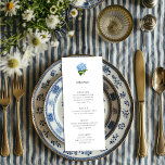 Blue Hydrangea Grandmillennial Menu Invitation<br><div class="desc">Easy to customise elegant text lists your event's menu options in new traditional grand millennial style and features a clean colour palette of white and blue with lots of compositional white space and an antique illustration of a classic blue hydrangea flower.</div>