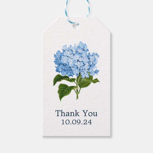 Blue Hydrangea Grandmillennial Thank You Gift Tags (Front)