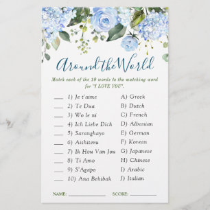 Blue Hydrangea Greenery Bridal Shower Game
