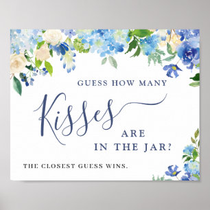 Blue Hydrangea Guess How Many Bridal Shower Poster
