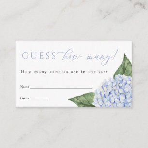Blue Hydrangea Guess How Many Shower Game Card