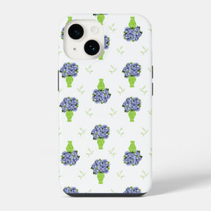Blue Hydrangea in Green Vase Floral Pattern iPhone 14 Case
