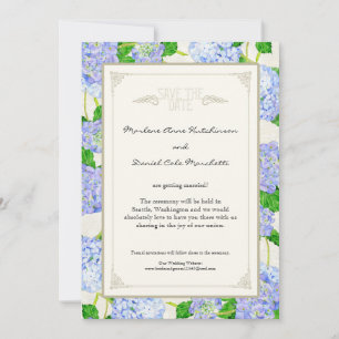 Blue Hydrangea Lace Floral Formal Elegant Weddings Invitation