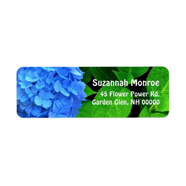 Blue Hydrangea Leaves Address Labels (Front)