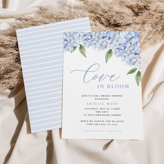 Blue Hydrangea Love in Bloom Bridal Shower Invitation (Creator Uploaded)