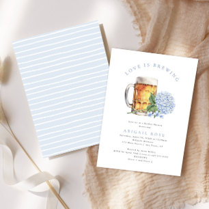 Blue Hydrangea Love is Brewing Bridal Shower Invitation