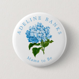 Blue Hydrangea Mama to Be Baby Shower 6 Cm Round Badge