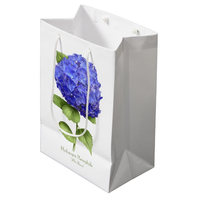 Blue Hydrangea Medium Gift Bag (Front Angled)