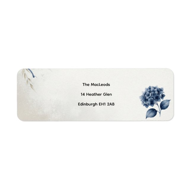 Blue Hydrangea Minimalist Return Address Labels (Front)