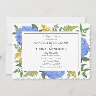 Blue Hydrangea Modern Artistic Floral Wedding Invitation