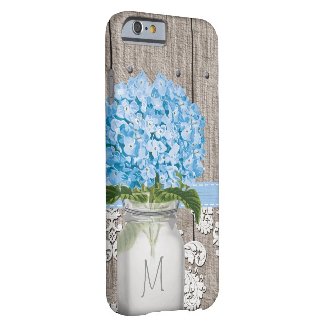 Blue Hydrangea Monogram Mason Jar Case-Mate iPhone Case (Back/Right)