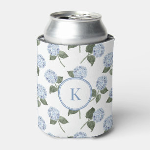 Blue Hydrangea Monogrammed  Can Cooler