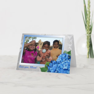 Blue Hydrangea Mother's Day Photo Card From Kids