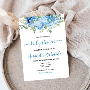 Blue Hydrangea Mum to be Baby Shower Invitation