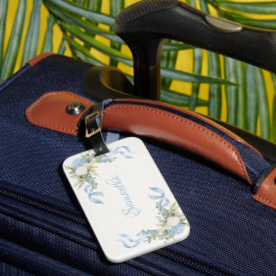 Blue Hydrangea Name Personalised Luggage Tag