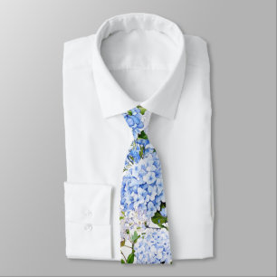 Blue hydrangea neck tie