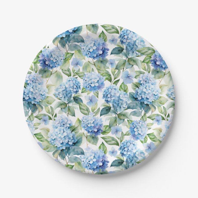 Blue Hydrangea Paper Plate (Front)